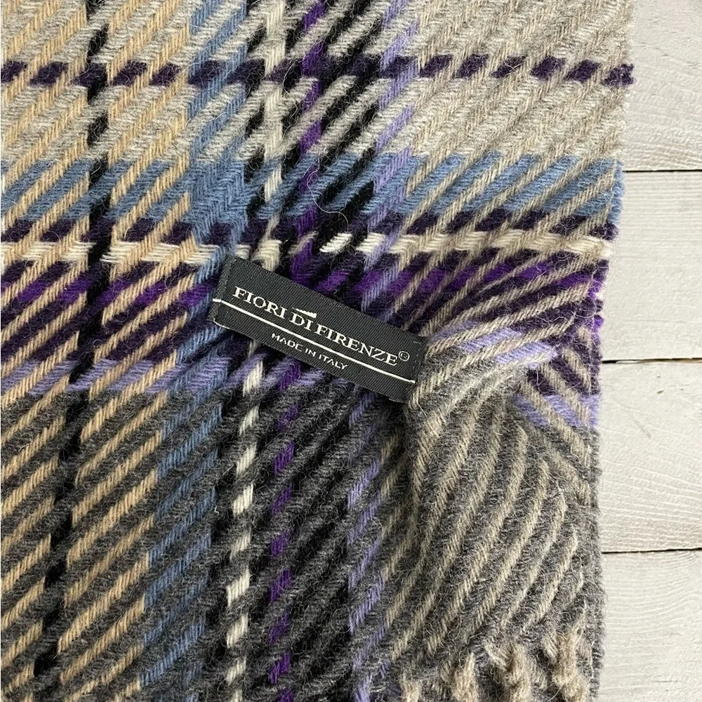 FIORI DI FIRENZE Plaid Oblong Wool Scarf